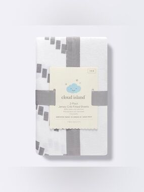 Cloud Island White & Gray Jersey Crib Fitted Sheets - 2 Pack